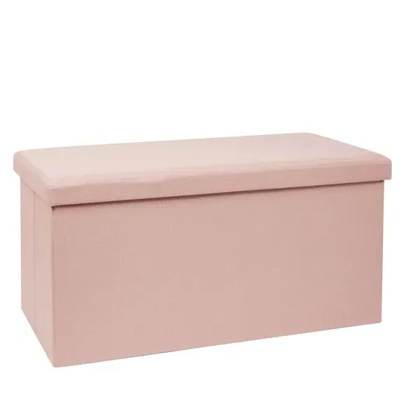 Rectangular Storage Ottoman - Blush, Faux Linen