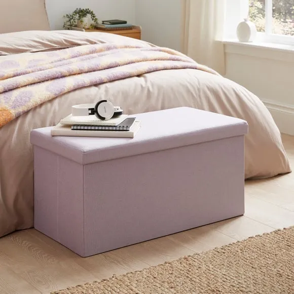 Rectangular Storage Ottoman - Lilac, Faux Linen