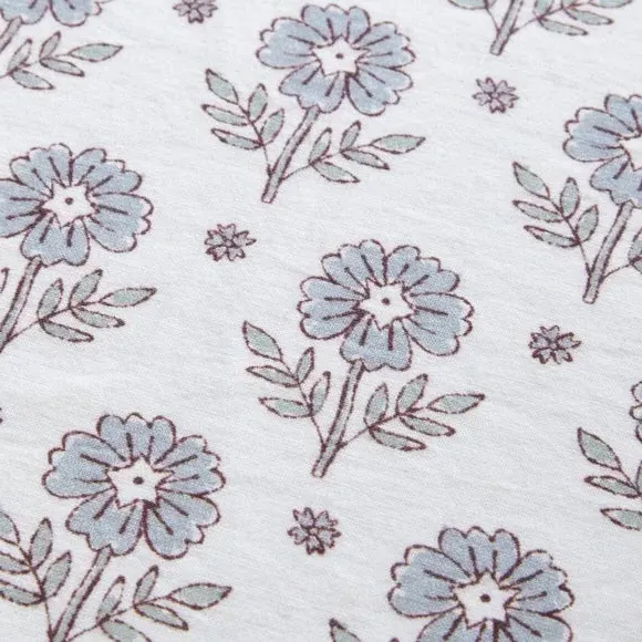 Rectangular Tablecloth Floral Print - Blue, Cotton