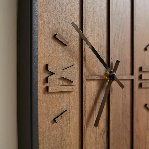 Rectangular Wall Clock Industrial Style - Black