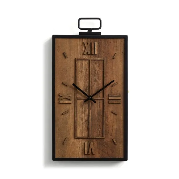 Rectangular Wall Clock Industrial Style - Black