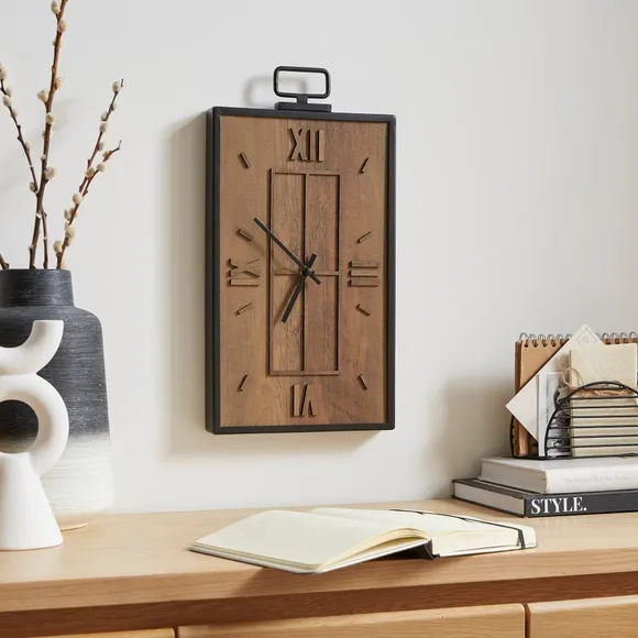 Rectangular Wall Clock Industrial Style - Black image
