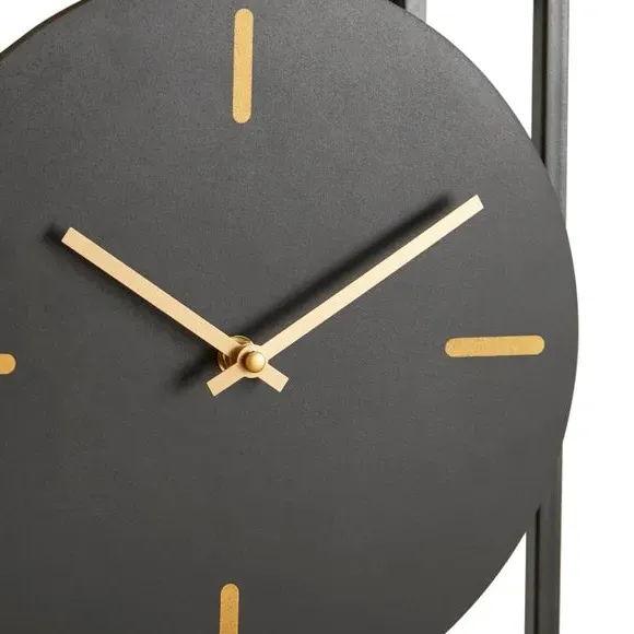 Rectangular Wall Clock with Shelf - Black