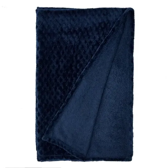 Recycled Throw Blanket - Navy, Polyester