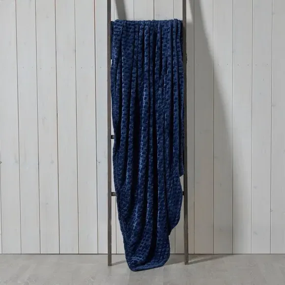 Recycled Throw Blanket - Navy, Polyester image