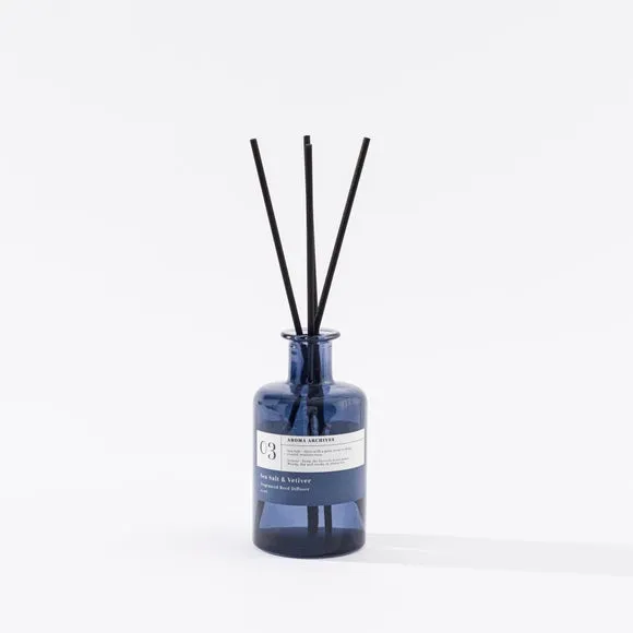 Reed Diffuser Sea Salt Vetiver - Blue Glass