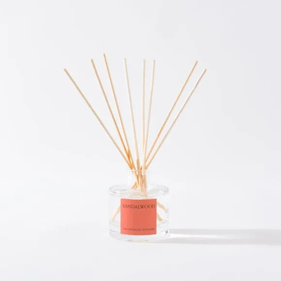 Reed Diffuser with Sandalwood Scent - Clear Glass