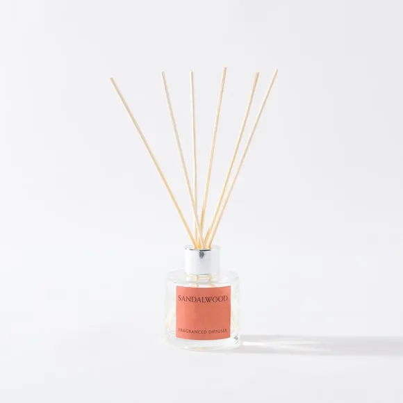 Reed Diffuser with Sandalwood Scent - Clear Glass