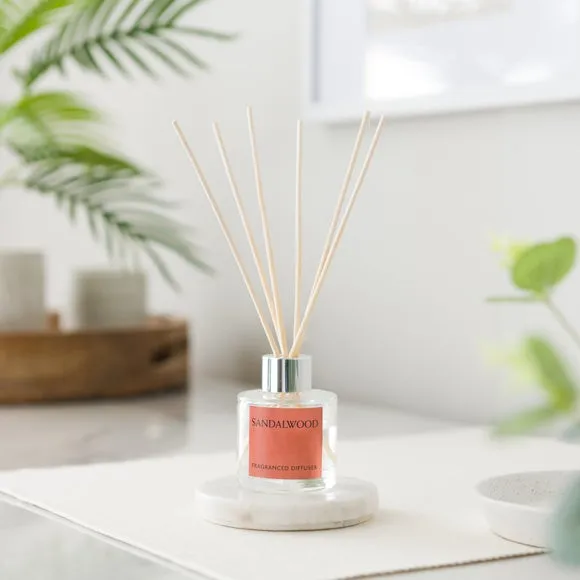 Reed Diffuser with Sandalwood Scent - Clear Glass image
