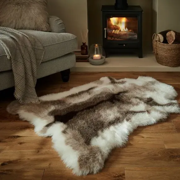 Reindeer Shape Faux Fur Rug - Natural, Acrylic