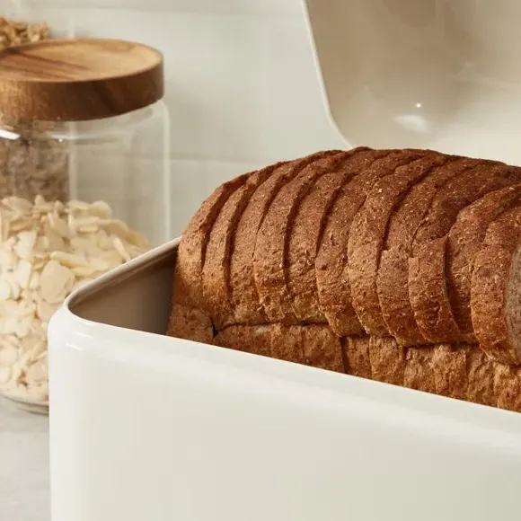 Retro Bread Bin with Lid - Cream, Iron