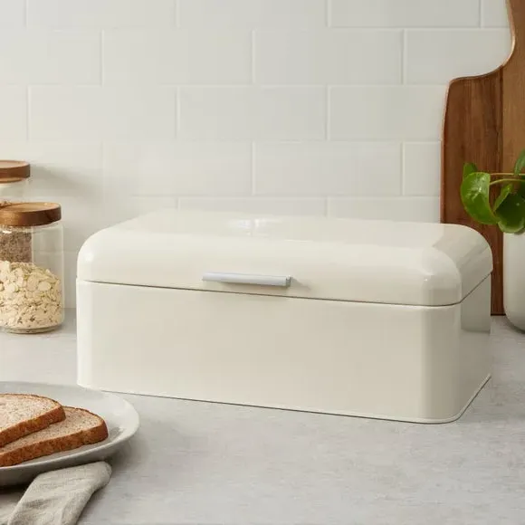 Retro Bread Bin with Lid - Cream, Iron image