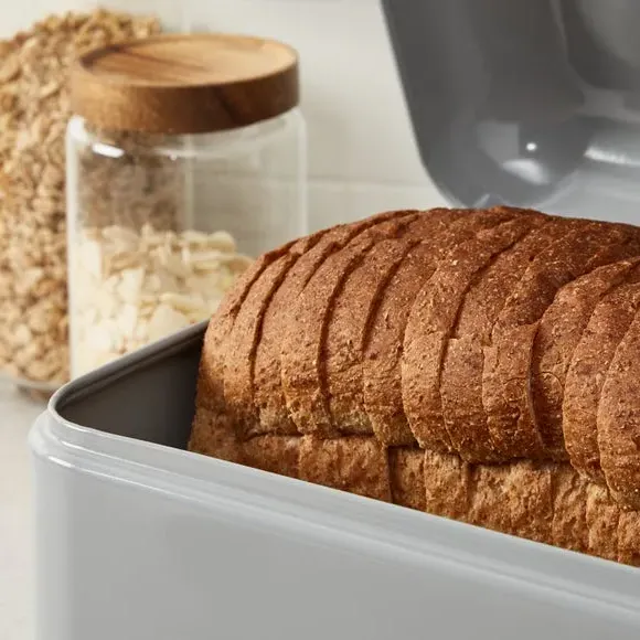 Retro Bread Bin with Lid - Grey, Iron