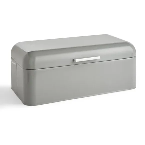 Retro Bread Bin with Lid - Grey, Iron