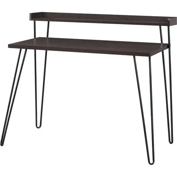 Retro Desk with Raised Shelf - Espresso