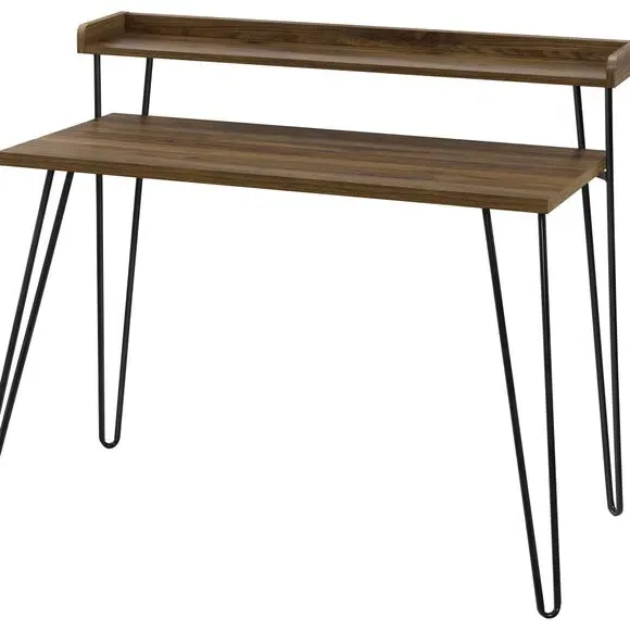 Retro Desk with Raised Shelf - Walnut
