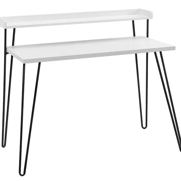 Retro Desk with Raised Shelf - White