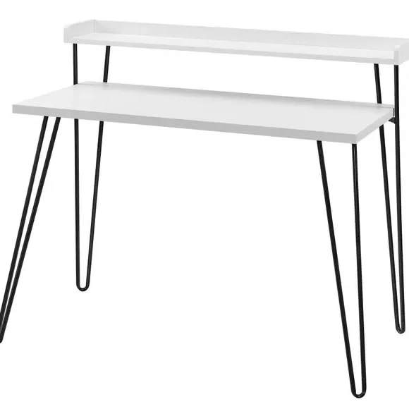 Retro Desk with Raised Shelf - White