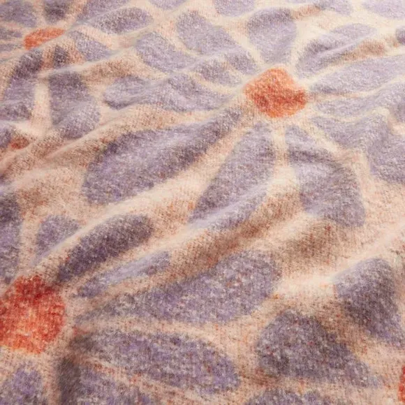Retro Flower Throw Blanket - Lilac, Mohair