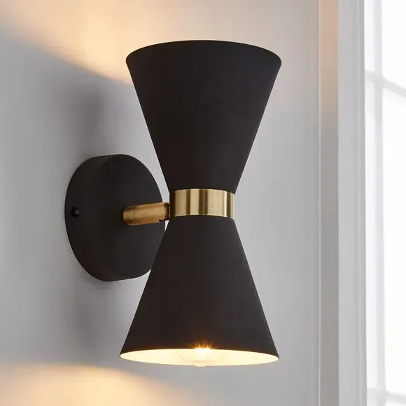 Retro Head Dual Lit Wall Light - Black image