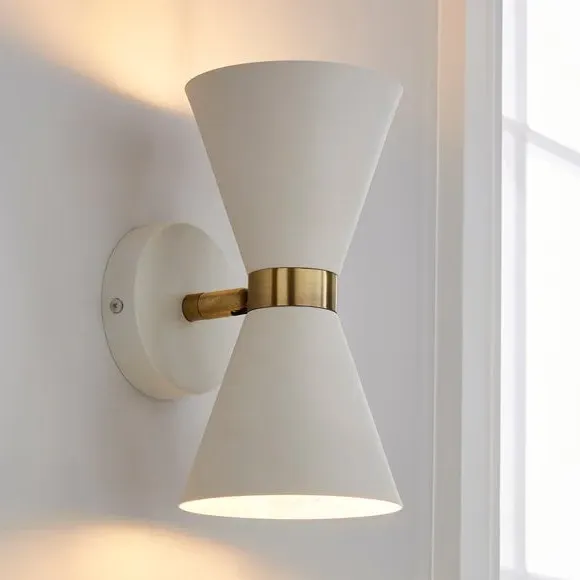 Retro Head Dual Lit Wall Light - White