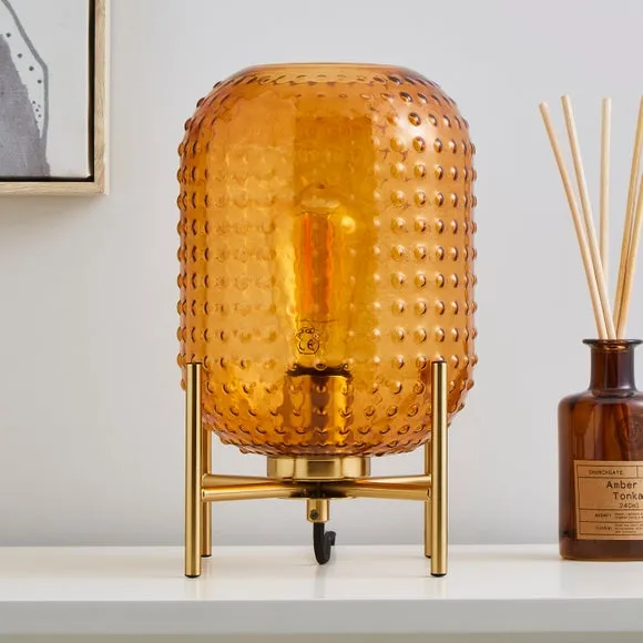 Retro Table Lamp - Amber, Glass