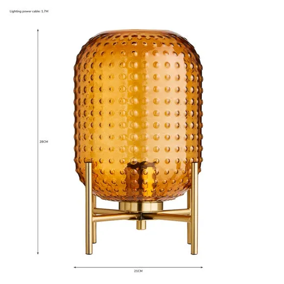 Retro Table Lamp - Amber, Glass