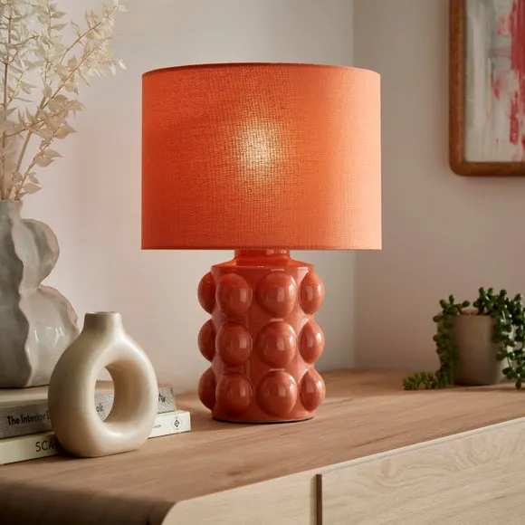 Retro Table Lamp with Bobble Detail - Clay, Ceramic image