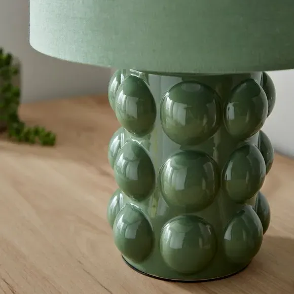 Retro Table Lamp with Bobble Detail - Yew, Ceramic