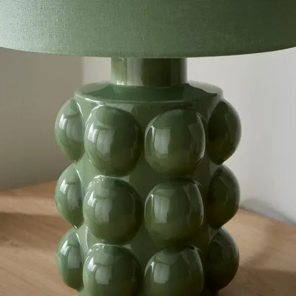Retro Table Lamp with Bobble Detail - Yew, Ceramic