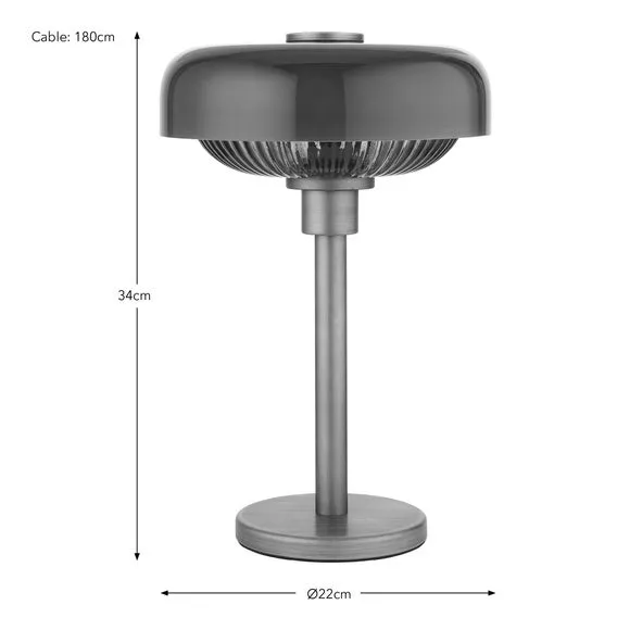 Retro Table Lamp with Ribbed Shade - Red, Metal