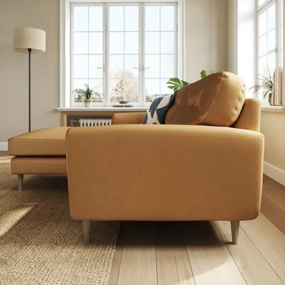 Reversible Corner Chaise Sofa - Caramel, Velvet