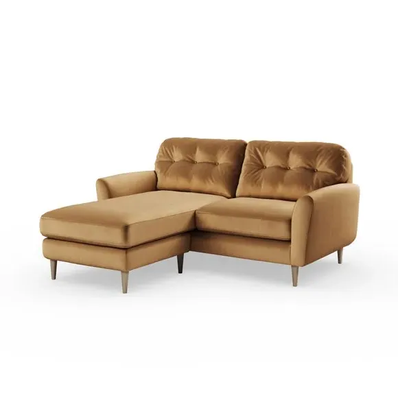 Reversible Corner Chaise Sofa - Caramel, Velvet