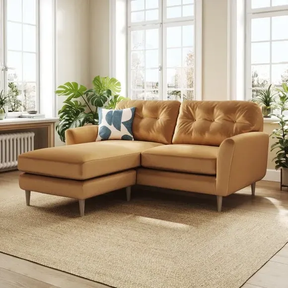 Reversible Corner Chaise Sofa - Caramel, Velvet image