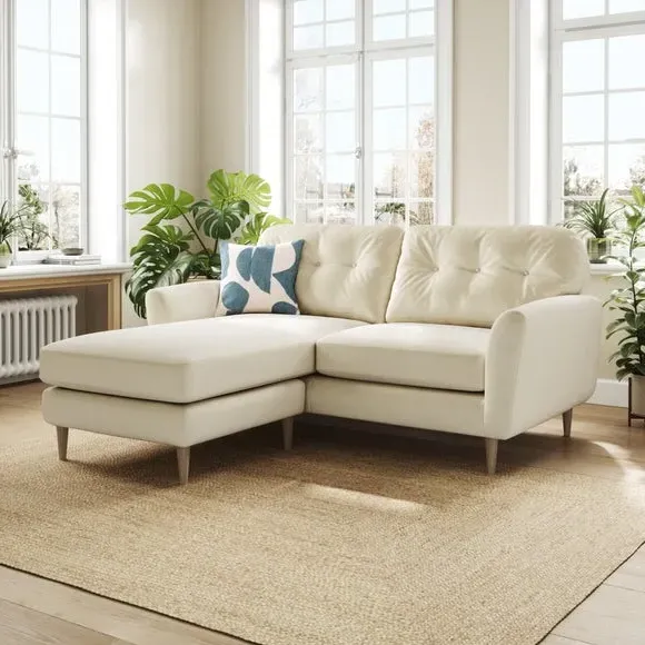 Reversible Corner Chaise Sofa - Champagne, Velvet