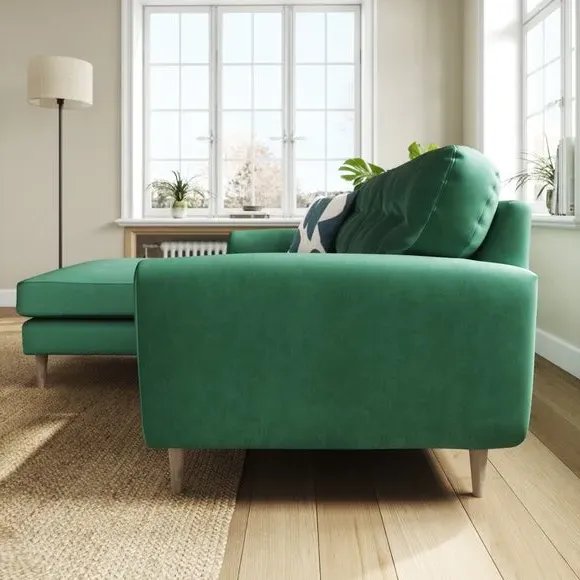 Reversible Corner Chaise Sofa - Green, Velvet