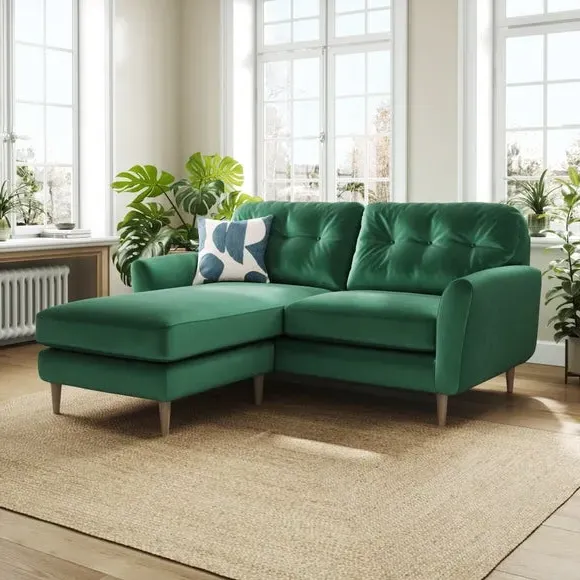 Reversible Corner Chaise Sofa - Green, Velvet