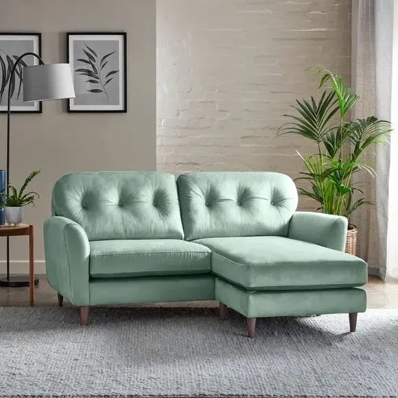 Reversible Corner Chaise Sofa - Grey, Velvet
