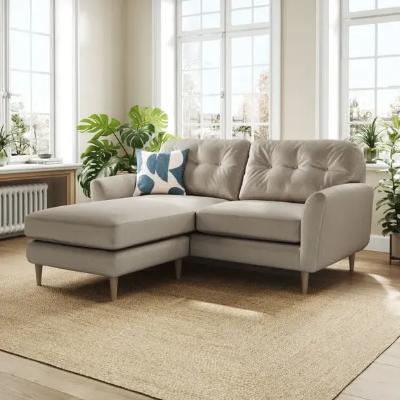 Reversible Corner Chaise Sofa - Grey, Velvet