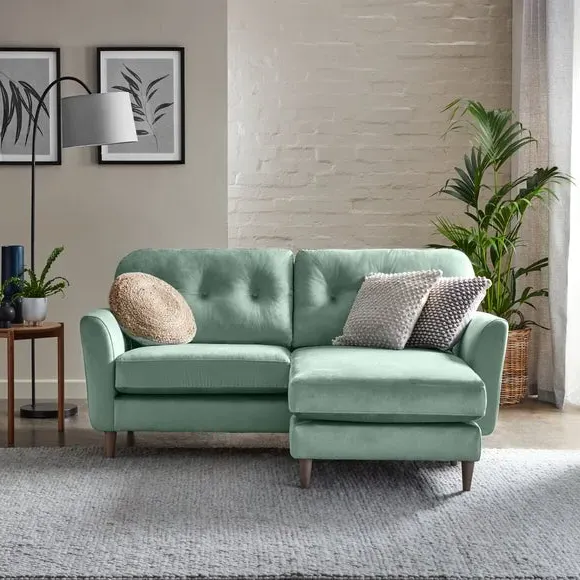 Reversible Corner Chaise Sofa - Grey, Velvet
