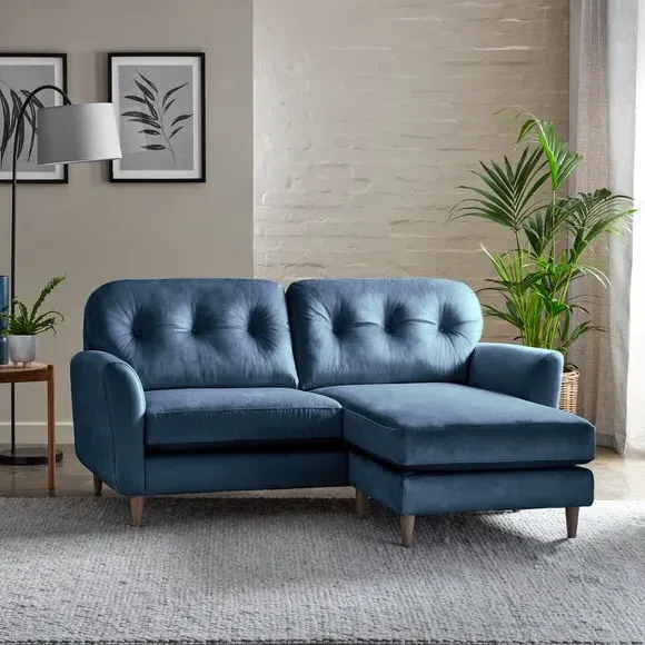 Reversible Corner Chaise Sofa - Navy, Velvet