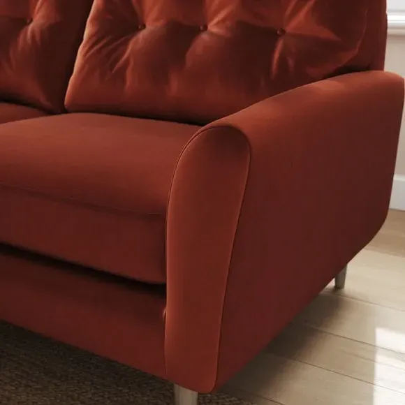 Reversible Corner Chaise Sofa - Orange, Velvet