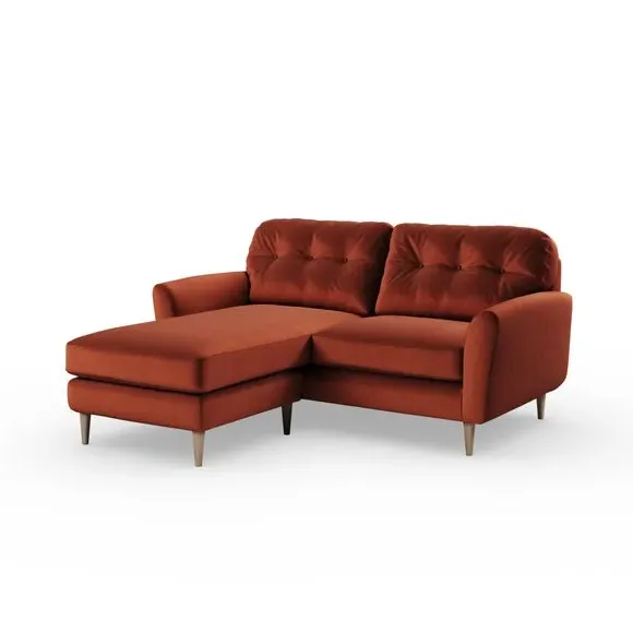 Reversible Corner Chaise Sofa - Orange, Velvet