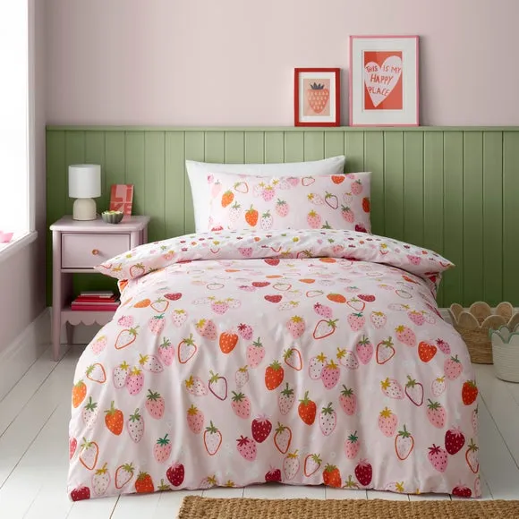 Reversible Duvet Cover & Pillowcase Set - Pink