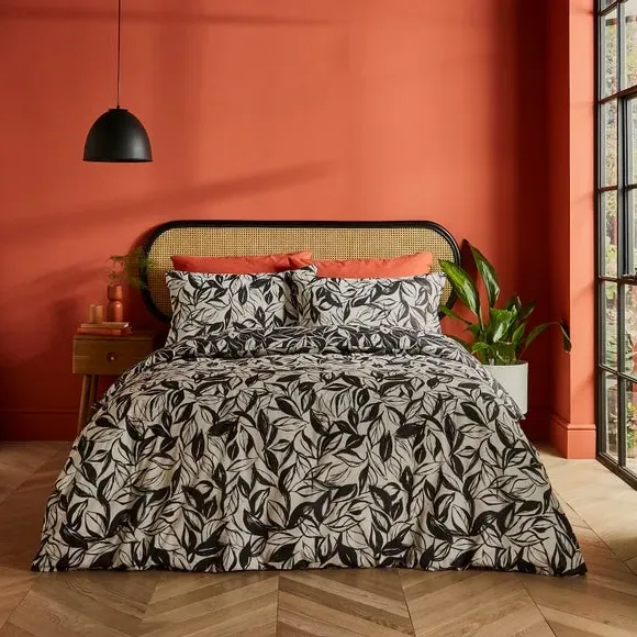 Reversible Duvet Cover Set - Black, Cotton