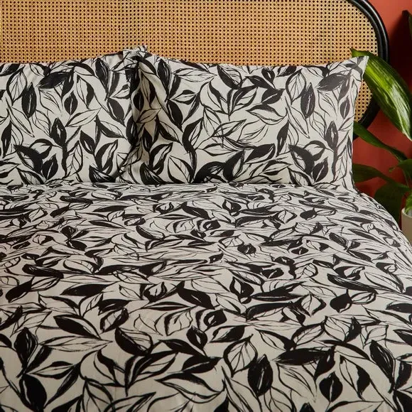 Reversible Duvet Cover Set - Black, Cotton