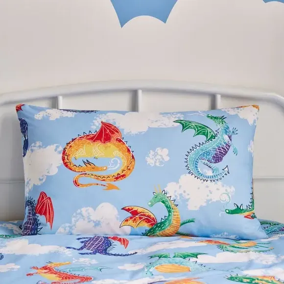 Reversible Duvet Cover Set - Blue, Cotton