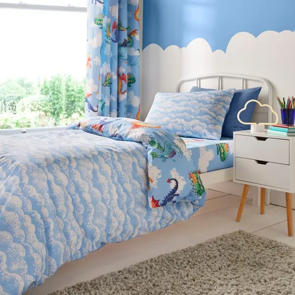 Reversible Duvet Cover Set - Blue, Cotton