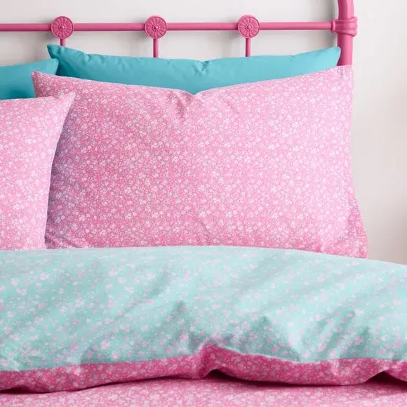 Reversible Duvet Cover Set - Blue, Cotton