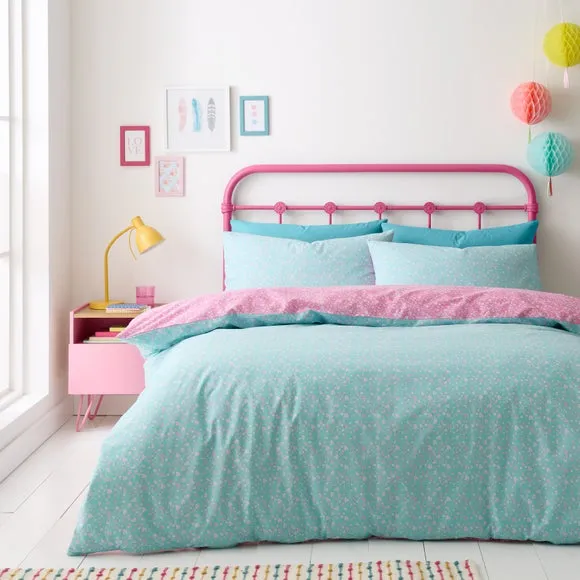 Reversible Duvet Cover Set - Blue, Cotton